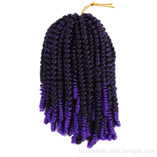 ombre free sample spring twist hair synthetic braiding crochet hair extensions spring twist braiding curl hair 8inch 12inch